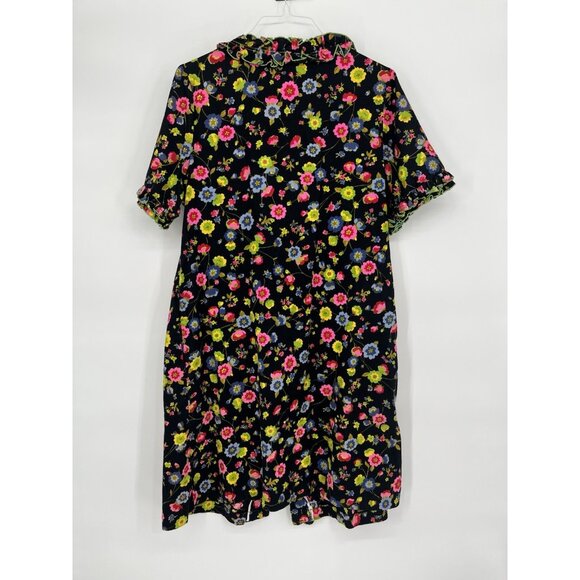 Vintage 60s 70s Lane Bryant Floral House Dress Ruffle No Sz Missing buttons - Picture 4 of 4